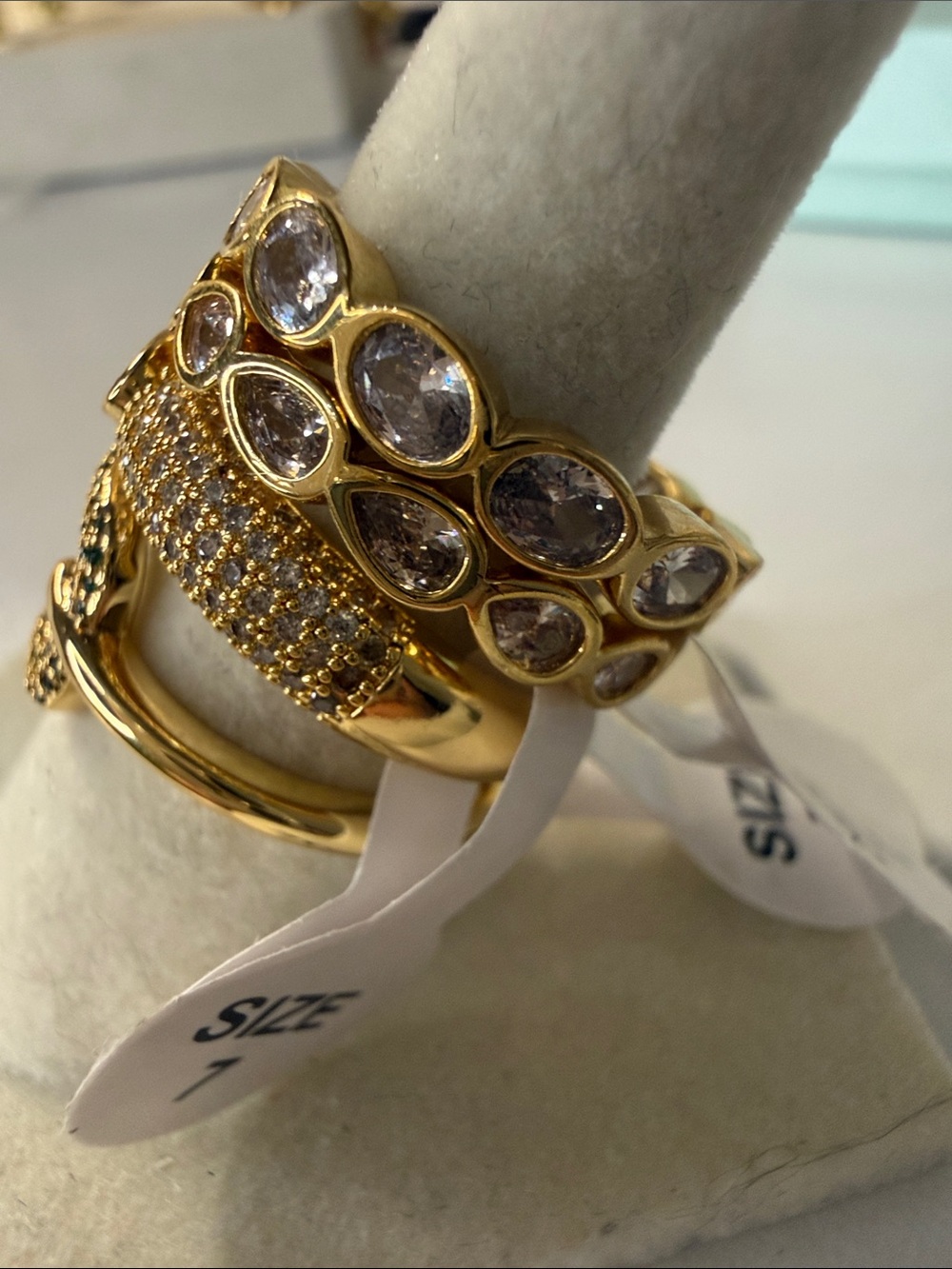 Bundle!! Gold CZ Stackable Rings - Women Jewelry - Picture 3 of 4